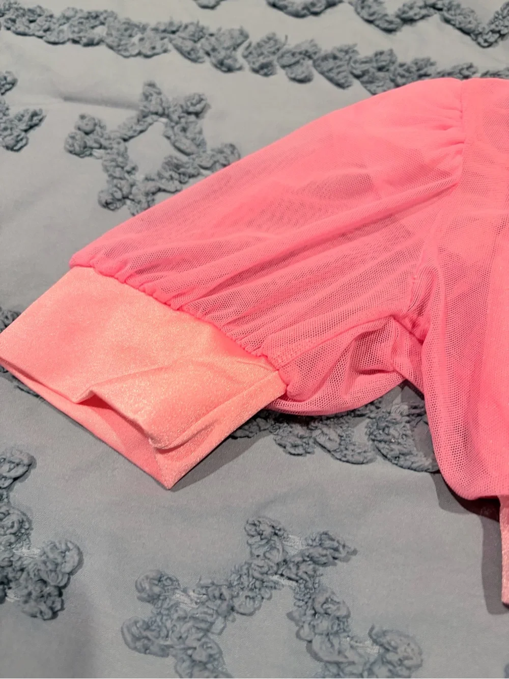 Kelle Pink Tie-Front Sheer Crop Top Child Large